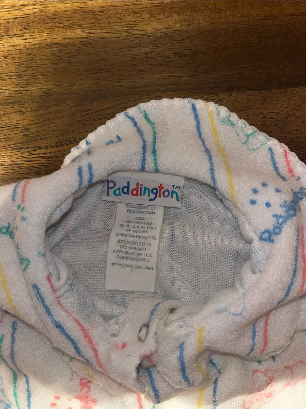 Vintage Paddington baby sleeper size 24m footed  snaps NICE
